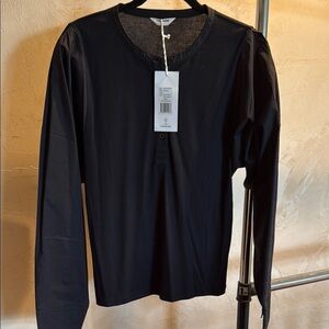Thakoon black mixed media Henley NWT size lg
